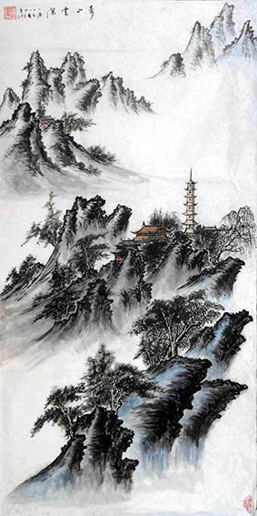 潘长春作品6《奇山云深》68x138cm 2014年